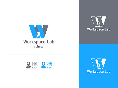 Workspace Lab Logo beaker branding labs letter logo science simple technology type w