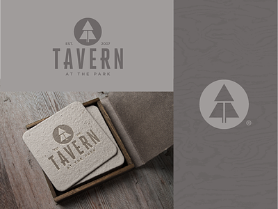 Tavern: at the park bar branding icon logo nature pub restaurant typography