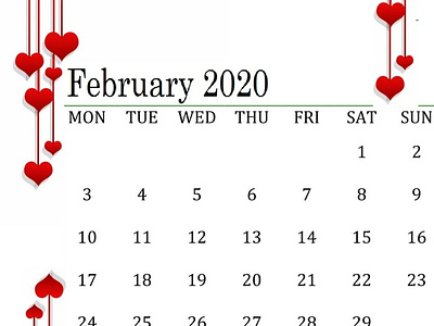 2020 February Cute Calendar by Freelatest Calendar on Dribbble