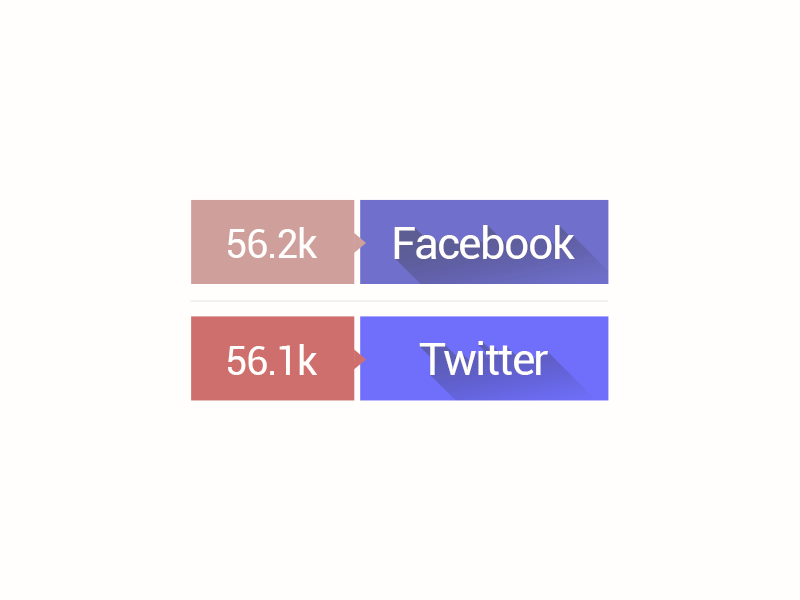 Free PSD - Sweet Retro Share Buttons free freebies retro share button flat long shadow modern facebook twitter