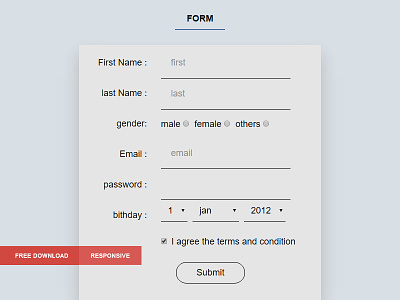 Free - Responsive Sign Up Form form free responsive signup template