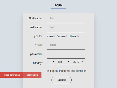 Free - Responsive Sign Up Form