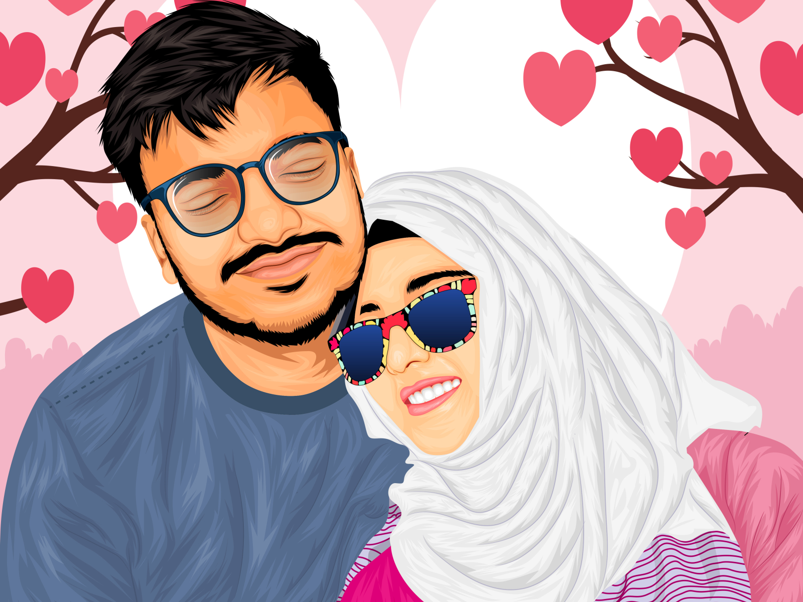 Cute Cartoon Couple Portrait by Redwanul Haque Ibrahim on Dribbble