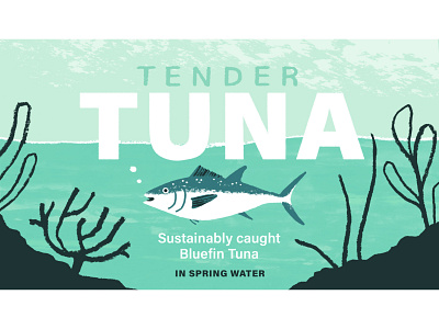 Tender Tuna - Spring Water design drawing illustration illustrator nature package design packaging print tuna