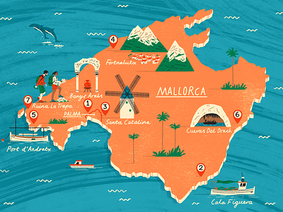 Mallorca design drawing editorial illustration illustrated map illustration mallorca travel