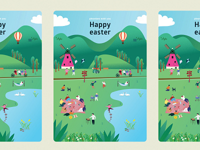 Easter card design | PLEO card colorful design flat ill illustration illustrator ui vector
