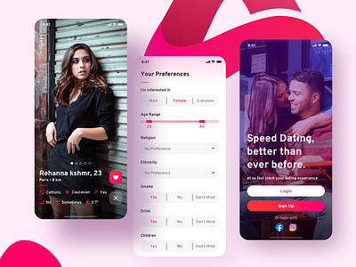 Adomo Dating aishley app branding dating datingapp design hookup icon logo love online dating preferences register registration tinder typography ui ux