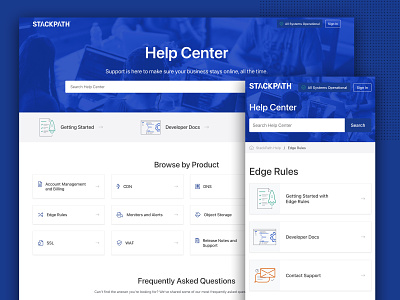 Help Center for StackPath branding frontend help center support ui ux web design zendesk