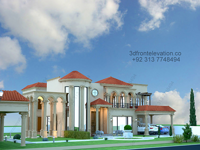 House Design in Engineering Co-Operative - D-18 Islamabad CDA 3d architect architecture design designer elevation exterior home home elevation house islamabad
