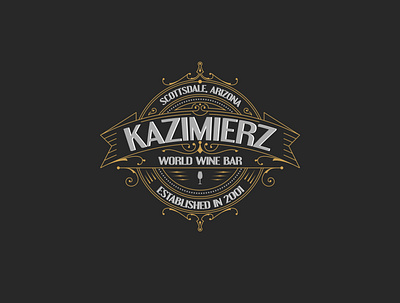 Kazimierz World Wine Bar of Scottsdale, Arizona american arizona design food logo restaurant scottsdale sign signage vector