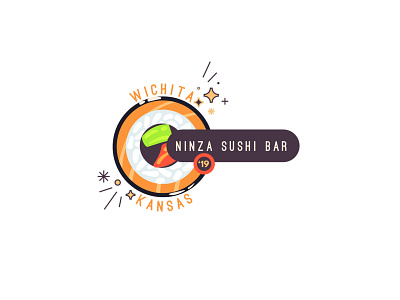 Ninza Sushi Bar of Wichita, Kansas america bar branding design food japanese kansas logo restaurant sign signage sushi usa vector wichita