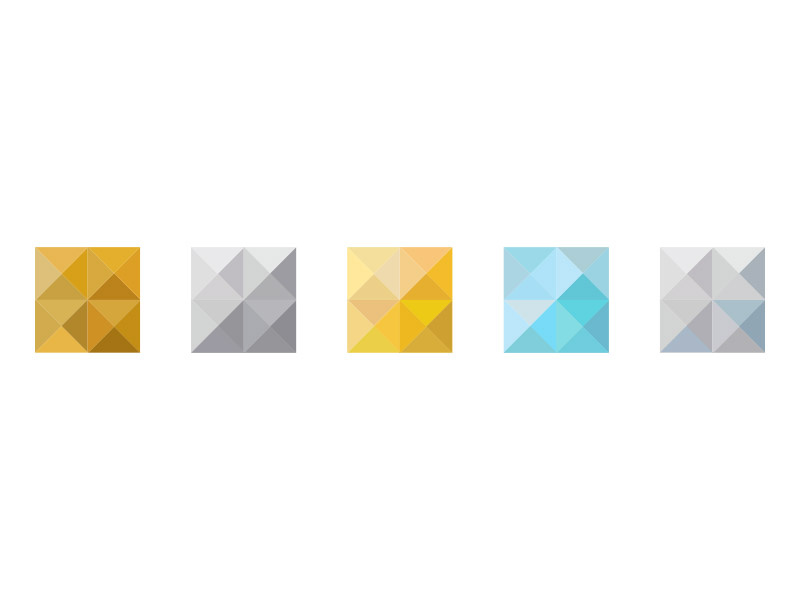 Color studies gems tiers angles boxes studies isometric diamonds icons color