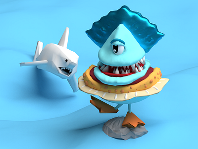 Shark wants a piece of creature characterdesign design art illustration art lowpolyart