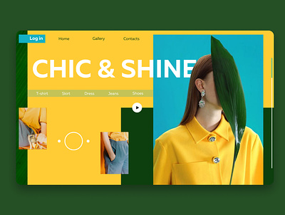 Homepage for a clothing store bright chic clothing design colors cool design designer fashion green homepage shine shop style ui web webdesign yellow