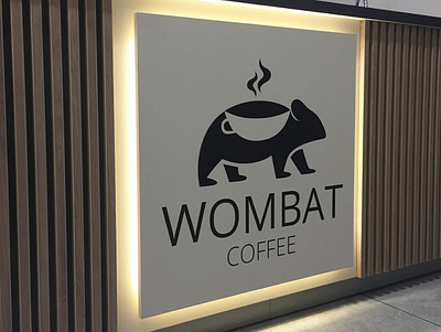 Logo for the coffee house "Wombat" black coffee coffee shop coffeehouse design designer illustration logo logodesign minimalism tea vector wombat
