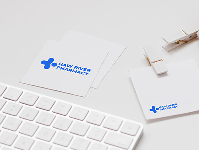 Logo "Haw River Pharmacy". blue design graphicdesign logo logodesign minimalism style typography vector