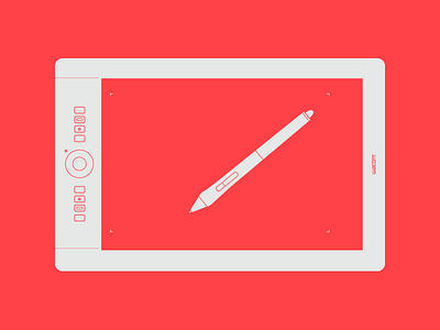 Wacom tablet illustration flat flat design illustration pen red wacom