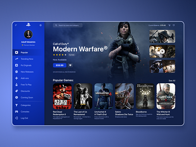 Sony PlayStation Store Concept callofduty dashboard game gamedesign playstation ps ps4 ps4pro sekiro sony store ui uiux web webdesign witcher xbox xboxone