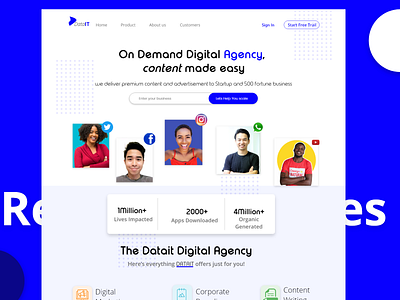 DataIT Landing Page adobexd brand design branding digital illustration digitalagency illustration logo minimalist ui ux uidesign website website design