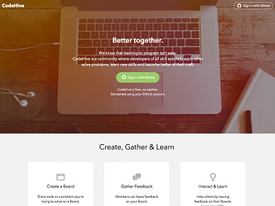 CodeHive: Home Page codehive home page ui
