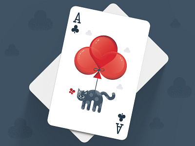 Ace of Clubs ace balloon card cat club deck illustration playing card texture