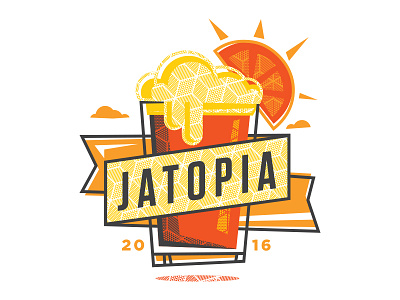 Jatopia banner beer cloud foam illustration orange pattern sun utopia