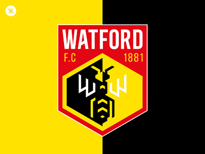Watford F.C Badge badge branding design football hornet hornets illustration isometric logo minimal premier league soccer vector watford