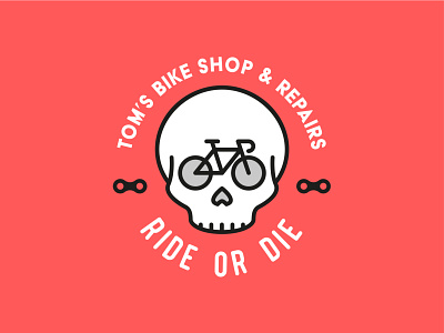 Tom's Bike Shop and Repair bike branding design identity illustration logo mascot mascot logo minimal ride skull tom toms vector