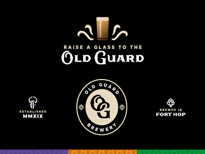 Old Guard Brewery brand elements beer branding brewery design identity illustration knight logo vector