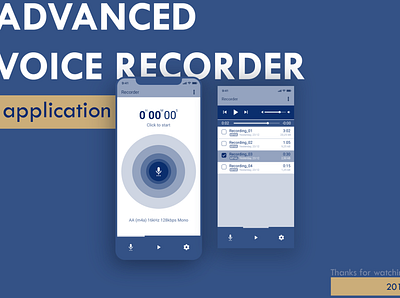 Recorder app app blue classic blue minimalism recorder voice