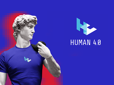 Logo HUMAN 4.0 blue branding human identity logotype minimalist