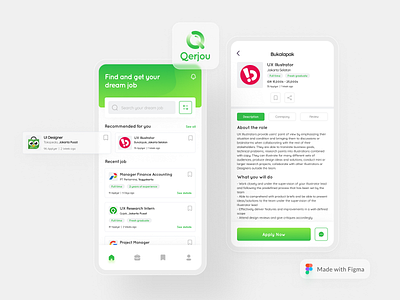 Qerjou - Mobile App Design app design flat icon logo minimal trendy design typography ui ux