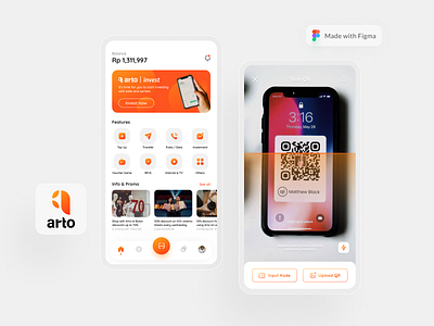 Arto - Mobile App Design (Digital Wallet) app branding design flat illustration minimal trendy design typography ui ux