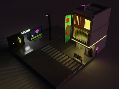 Cyber City 3d cyberpunk voxel