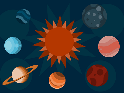 Planets and sun astrology astronomy design illustration planets sky space sun universe vector