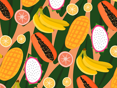 Fruits pattern colorful exotic food fruits juicy pattern summer tropical
