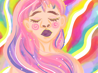 Fantasy girl fairytale girl illustration rainbow