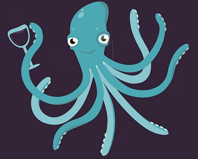 octopus character design gentleman octopus vector vector illustration wine