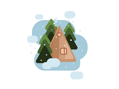 Cabin in the woods cabin cottege flat forest house icon vector winter