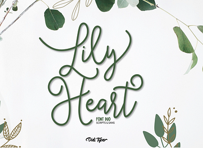 Lily Heart Font Duo | Script & Sans animation birthday branding caligraphy child cute design feminine font girly invitations logo modern monoline monoline script mothers day script typeface wedding invitation