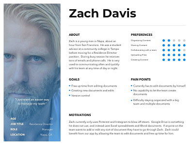 Zach Davis User Persona conoverdesigns design research ui uidesign user persona ux ux ui uxui