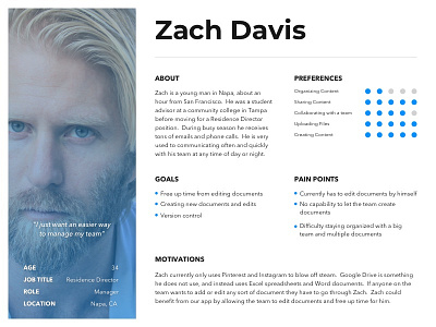 Zach Davis User Persona