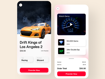 Preorder Drift Game app app design application conoverdesigns daily daily 100 challenge daily ui dailyui dailyuichallenge design mobile mobile app mobile design mobile ui preorder ui uidesign ux ux ui uxui