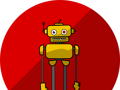 Killer robot flat illustration red robot vector