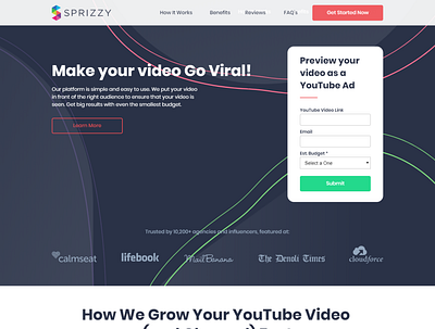 Sprizzy Landing Page design landing page landing page design landing page ui ui unbounce unbounce design unbounce landing page ux web design webdesign