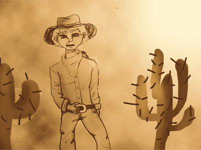 Medium Shot | Cowboy cactus cowboy dessert drawing fog light medium shot project storyboarding tracking shot traditional western