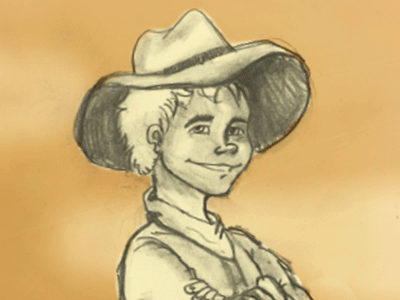 Full Shot | Cowboy cactus character concept cowboy drawing full shot gif motion painting sketch wester zoom out