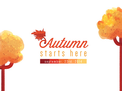 Autumn Begins 2014 autumn design fall illustration leafs orange photoshop trees typeface typography yellow