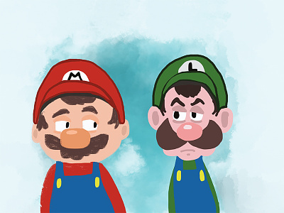Mario Bros. cartoons character design digital paint doodling gamers illustration luigi mario nintendo procreate