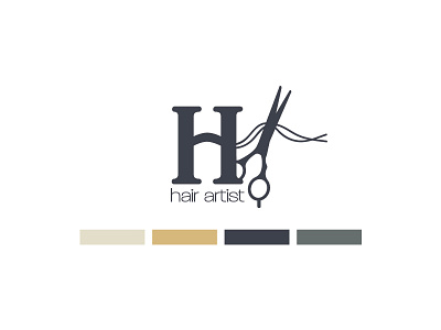 Hair Stylist Logo brand mark branding color palette flat hair hair stylist identity logo design organic scissors symbol type